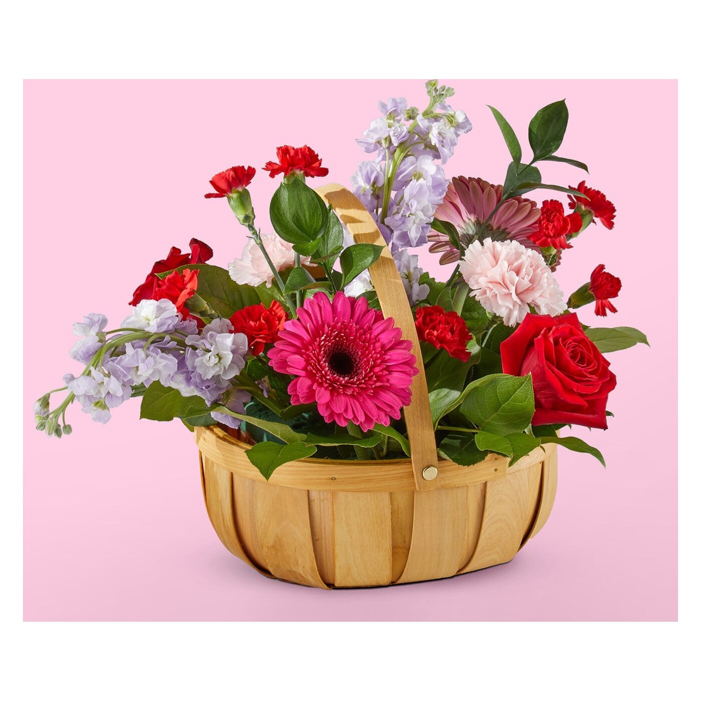 Pink Picnic Basket flower arrangement