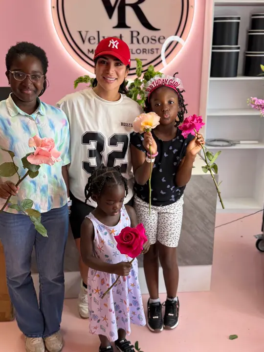 Birthday flowers and family visit at Velvet Rose